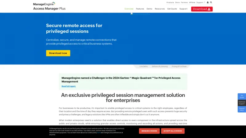 Homepage of ManageEngine Access Manager Plus