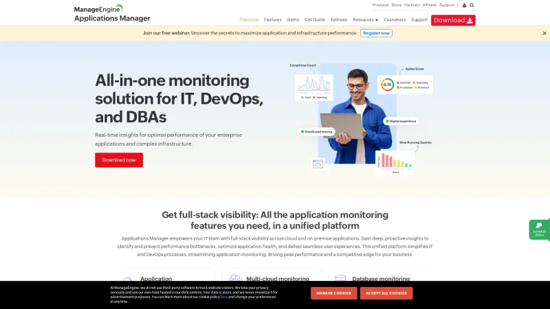 Homepage of ManageEngine Applications Manager