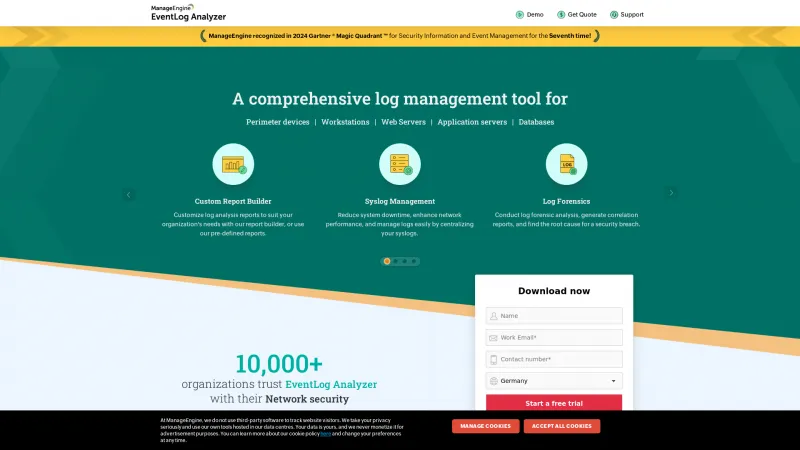 Homepage of ManageEngine EventLog Analyzer