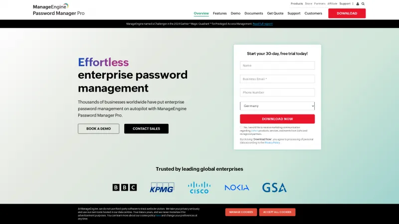 Homepage of ManageEngine Password Manager Pro