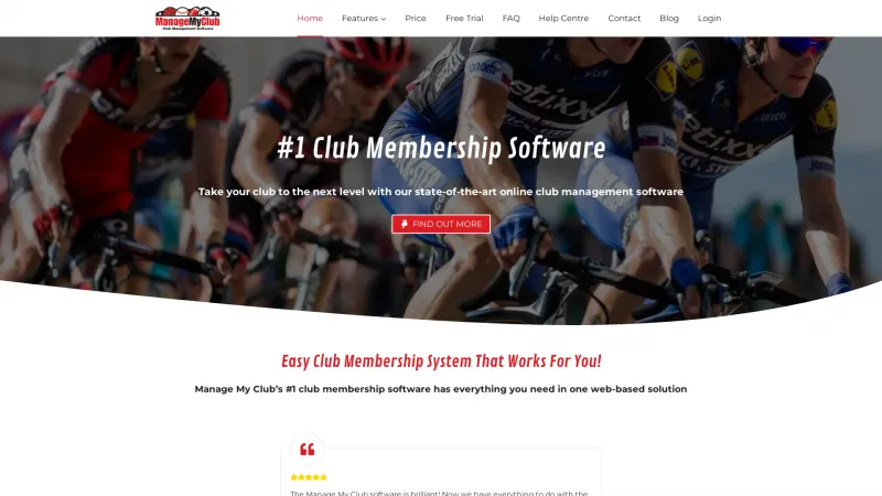 Homepage of Manage My Club