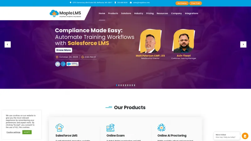 Homepage of MapleLMS