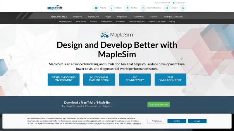 Homepage of MapleSim