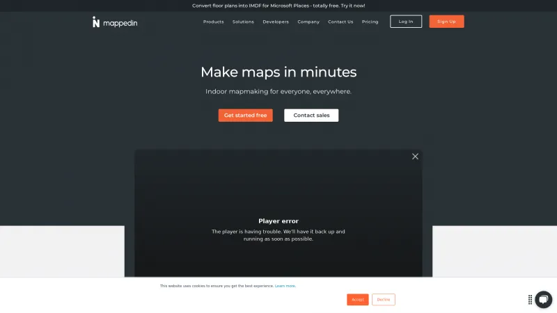 Homepage of Mappedin