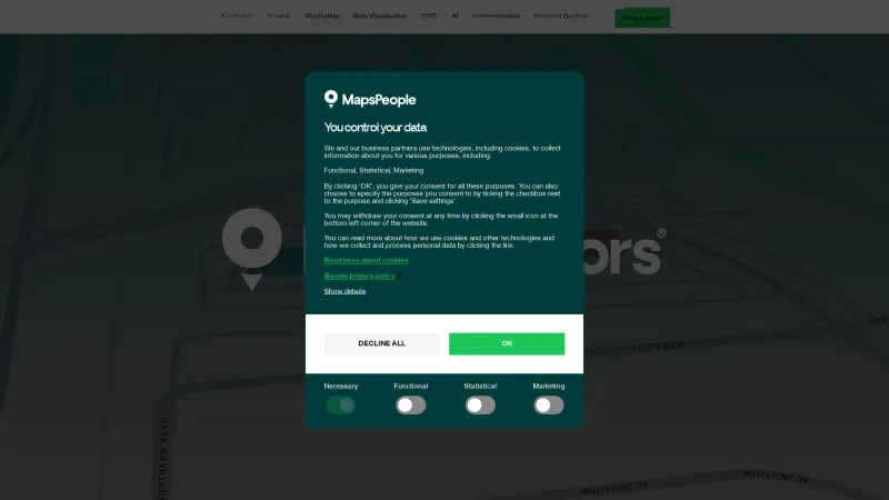 Homepage of MapsPeople