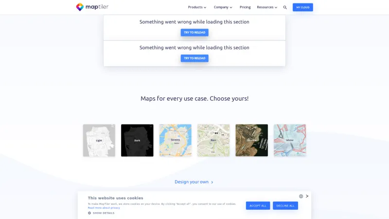 Homepage of MapTiler