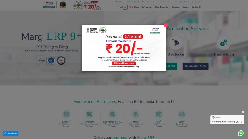 Homepage of Marg ERP 9+