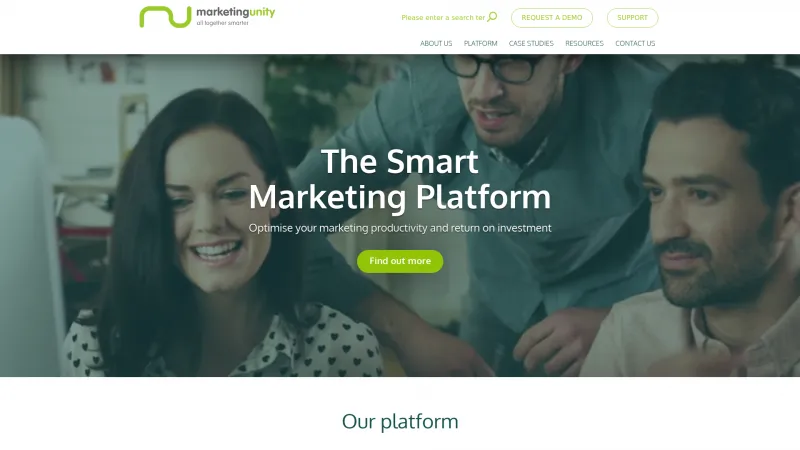 Homepage of MarketingUnity