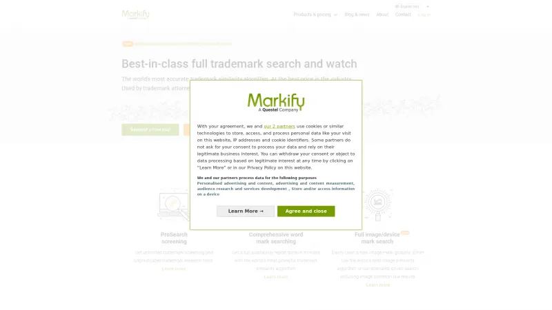 Homepage of Markify