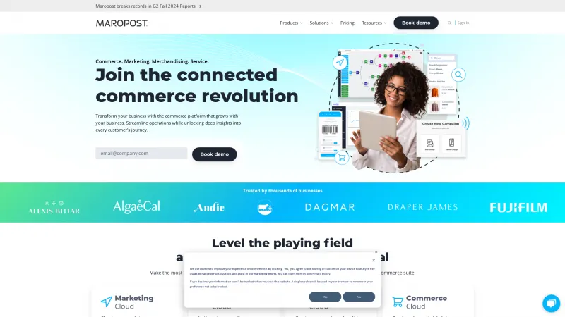 Homepage of Maropost