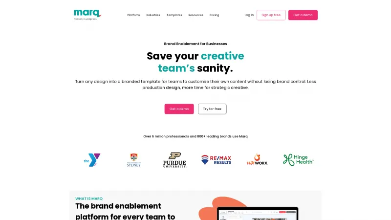 Homepage of Marq