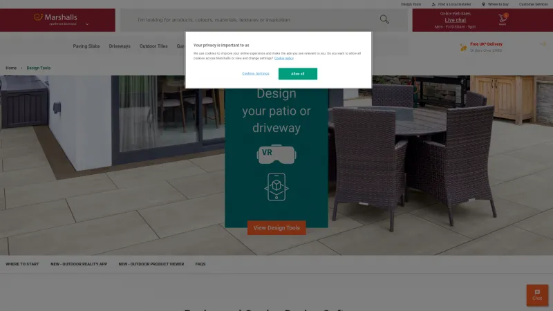 Homepage of Marshalls Driveway Visualiser