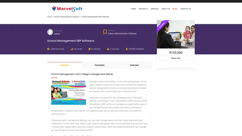 Homepage of MarvelSoft SchoolAdmin