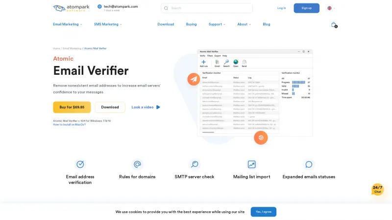 Homepage of Atomic Email Verifier