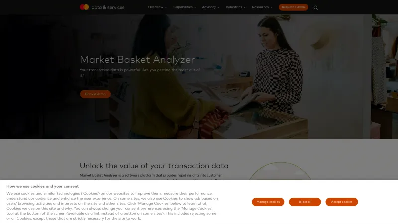 Homepage of Mastercard Market Basket Analyzer