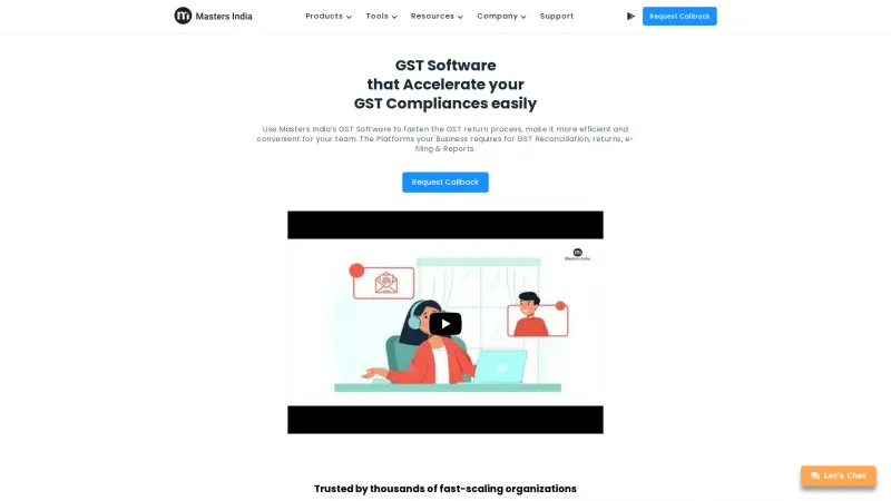 Homepage of Masters India GST Software