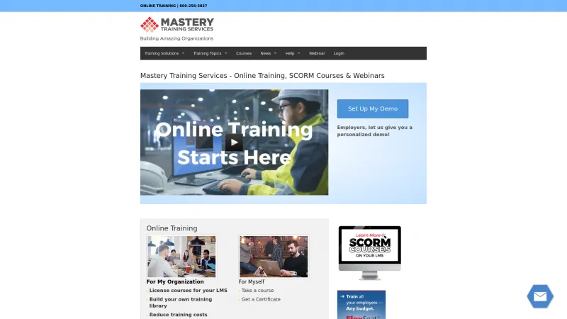 Homepage of Mastery Training