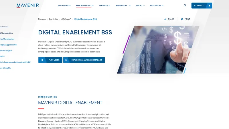 Homepage of Mavenir Digital Enablement (MDE)