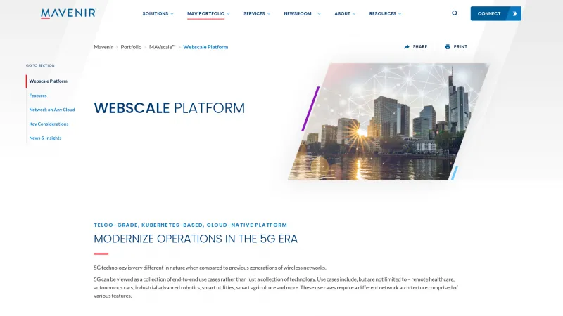 Homepage of Mavenir Webscale Platform