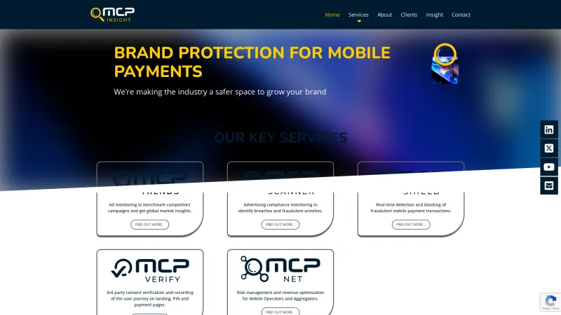 Homepage of MCP Shield