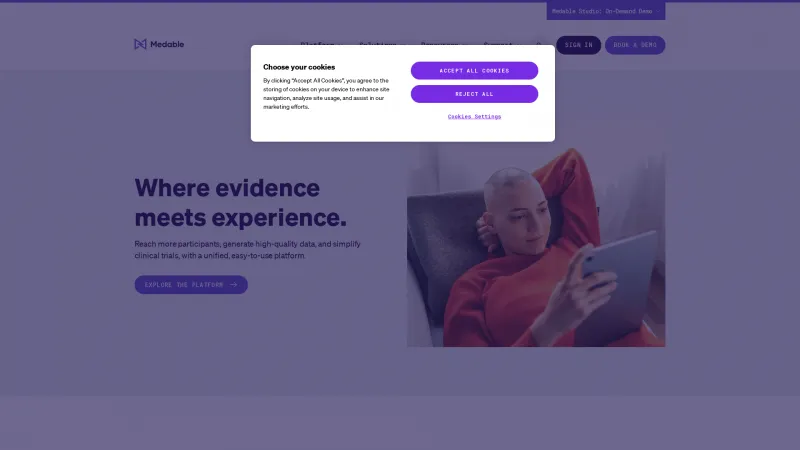 Homepage of Medable