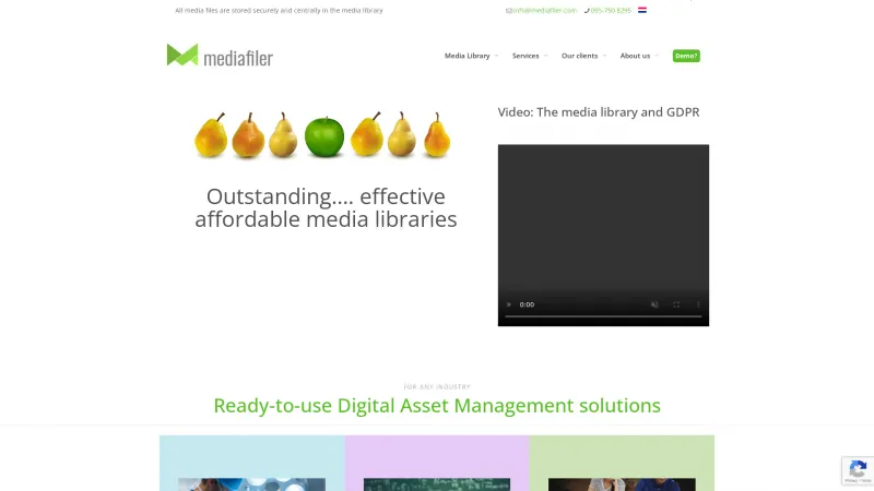 Homepage of MediaFiler