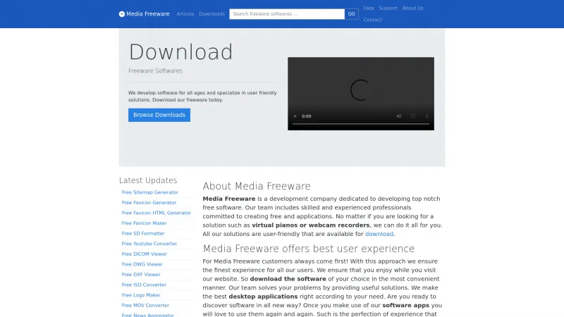 Homepage of Media Freeware