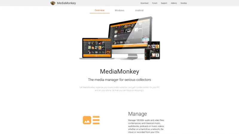 Homepage of MediaMonkey