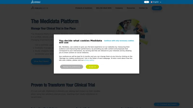 Homepage of Medidata