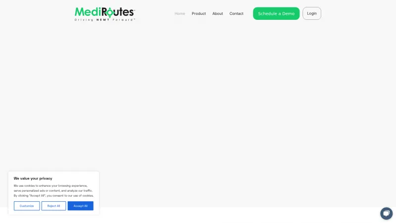 Homepage of MediRoutes