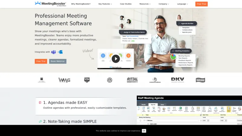 Homepage of MeetingBooster