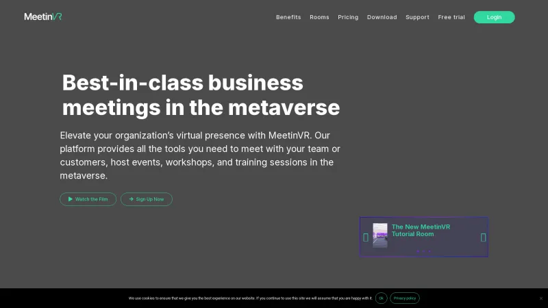 Homepage of MeetinVR