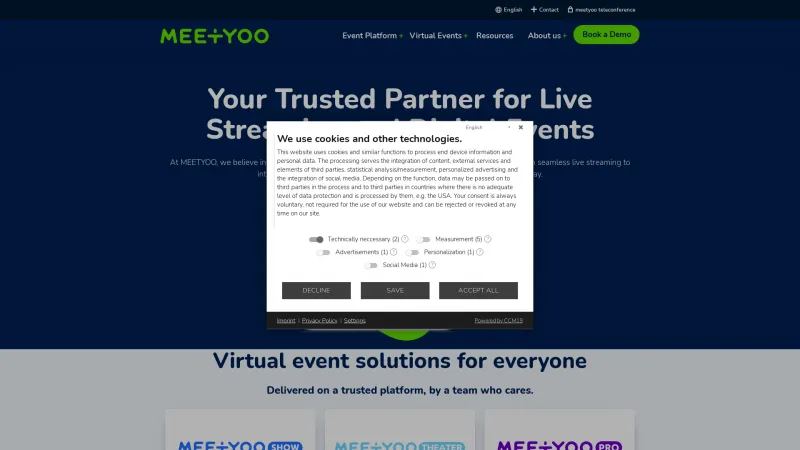 Homepage of MEETYOO