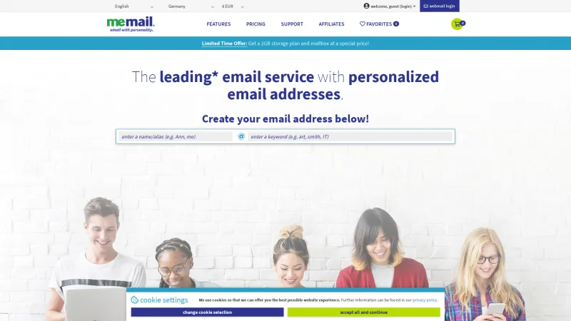 Homepage of MeMail