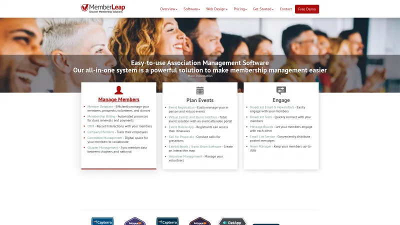 Homepage of MemberLeap