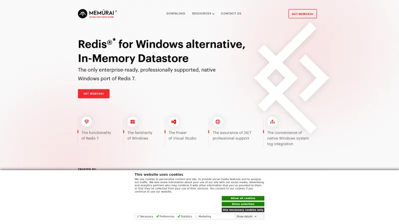 Homepage of Memurai