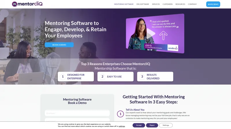 Homepage of MentorcliQ