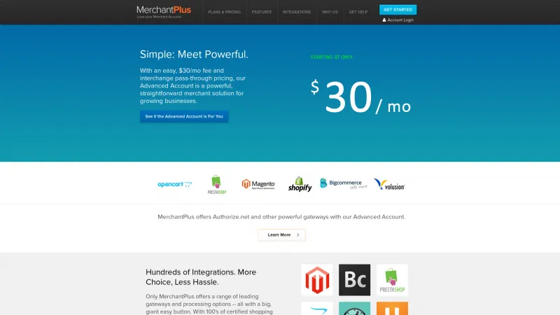 Homepage of MerchantPlus