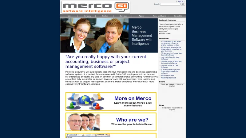 Homepage of Merco Business Management