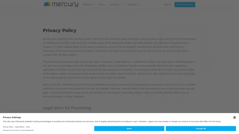 Homepage of Mercury