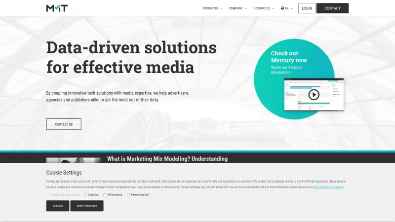 Homepage of Mercury Media Technology