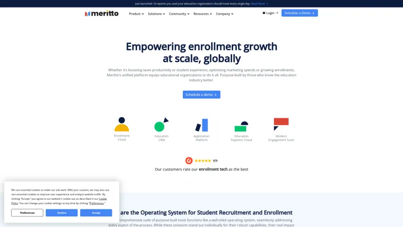 Homepage of Meritto