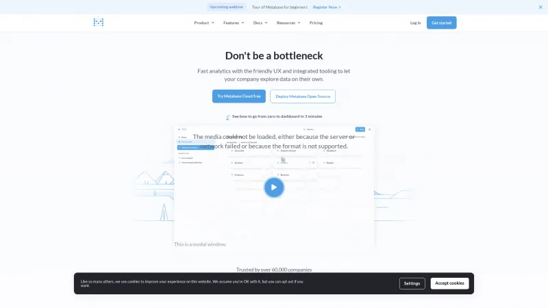 Homepage of Metabase