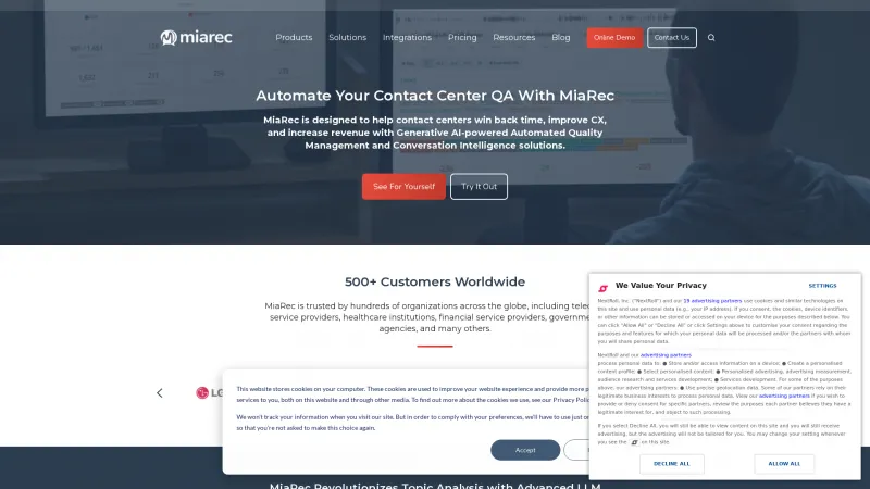 Homepage of MiaRec