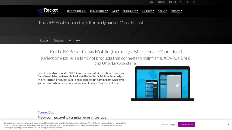 Homepage of OpenText Reflection Mobile