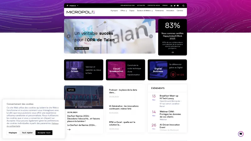 Homepage of Micropole