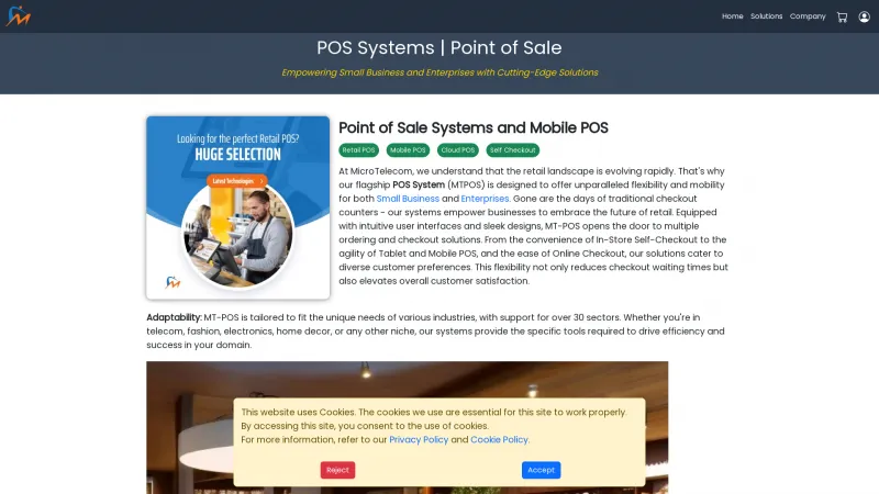 Homepage of MicroTelecom POS