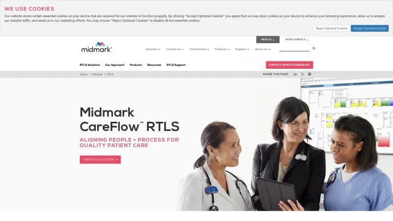 Homepage of Midmark CareFlow