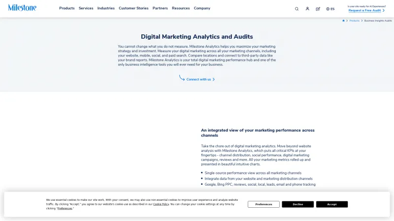 Homepage of Milestone Analytics