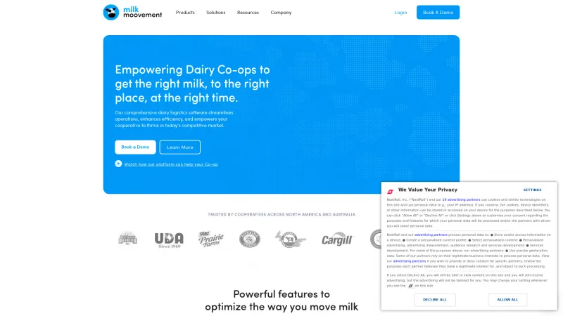 Homepage of Milk Moovement